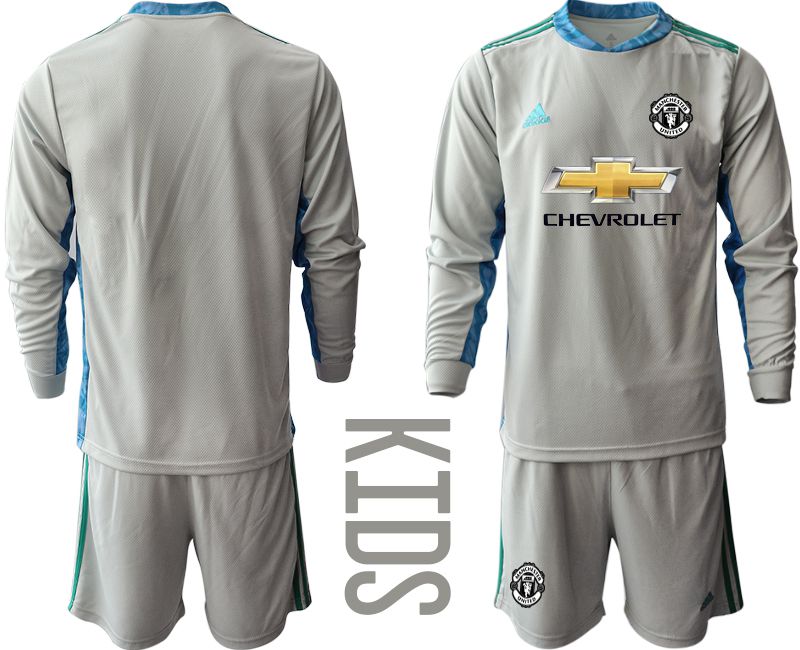 Youth 2020-2021 club Manchester United gray long sleeve goalkeeper Soccer Jerseys